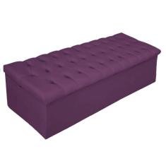 Recamier Baú Estofada Mel 140 cm Casal Com Capitonê Suede Roxo - ADJ D