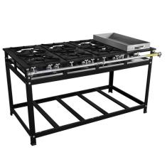 Fogão Super 40 Kenok 6 Bocas Duplas com Banho Maria Baixa Pressão FBSU6B.157