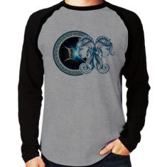 Camiseta Raglan Signo Gêmeos Astrologia Manga Longa - Foca na Moda, Ci