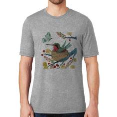 Camiseta Beija Flor No Ninho - Foca na Moda, Cinza, GG