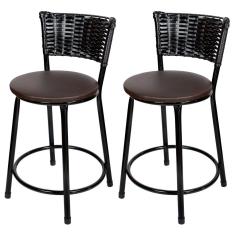 Banquetas Baixa Para Cozinha Preto 2Un Assento Marrom