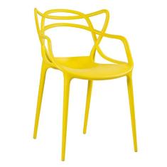Loft7, Cadeira Design Allegra Polipropileno Injetado Alta Densidade Empilhável Sala Cozinha Jantar Bar Jardim Varanda Amarelo