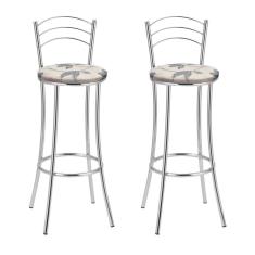 Kit 2 Banquetas Cromadas Bc26-a E516 Cromado/Bege