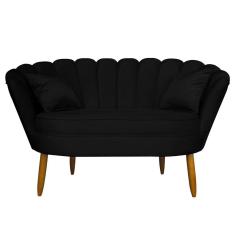 Namoradeira Pétala 2 Lugares Decorativa Veludo Preto - Montanaris Decor