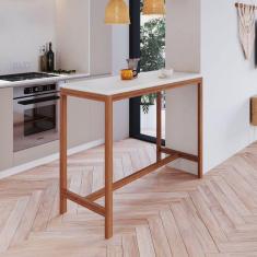Mesa Bistrô Tiê Pés em Madeira Maciça CabeCasa MadeiraMadeira Amêndoa/Off White