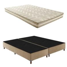 Box Queen Florença 42x158x198cm com Colchão Queen Unique D33 Plus Duoface 14x158x198cm Rustico Bege