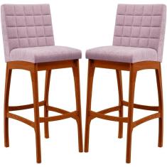 Kit 02 Banquetas Altas Cozinha Mila B04 Bouclê Rosê