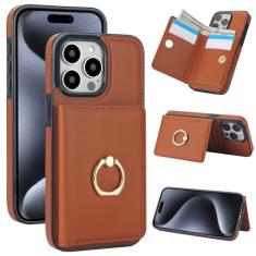 Capa carteira para iPhone 14 Pro Max com suporte para cartão, capa de couro com bloqueio RFID, suporte de anel giratório de 360° com fecho magnético à prova de choque para iPhone 14 Pro Max de 6,7