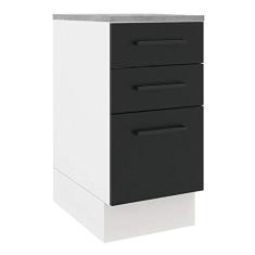 Balcão Madesa Agata 40 cm 3 Gavetas - Branco/Preto