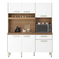 Cozinha Compacta Alamo 6 Portas E 1 Gaveta Amêndola Branco - Demóbile Amêndola Branco