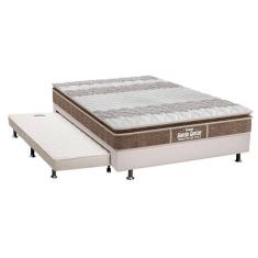 Cama Box C/Auxiliar Casal: Colchão Ortopédico Probel D33Ep Plus Brown + Base Branco(138X188)