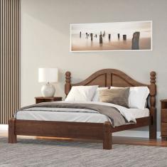 Cama Casal Clássica 160cm em Madeira Maciça Ouro Café
