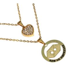 Colar Duplo Minha Profissão Administração Folheado 18k