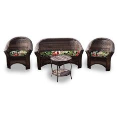 Conjunto de Sofá Fibra Sintética Bali - 1 Sofá 2L + 2 Poltronas + 1 Me