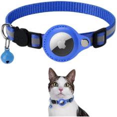 Coleira Pet Gato Nylon Refletiva Guizo com Case P/ Airtag - leatanaka,