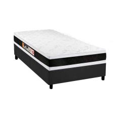 Cama Box Solteiro: Colchão Espuma D45 Castor Black e White air Double Face + Base crc Suede Gray(88x188)