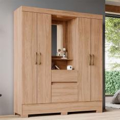 Guarda-Roupa Solteiro com Espelho Briz 4 pt 2 gv Jequitibá