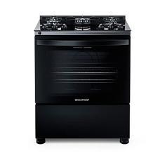 Fogão 5 Bocas de Piso Brastemp Mesa de Vidro Bivolt Preto BFS5VCE