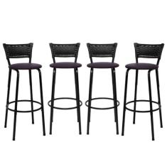 kit 4 Banquetas Cadeiras Bancos Altas Balcão Ilha Bar Bancada Cozinha 