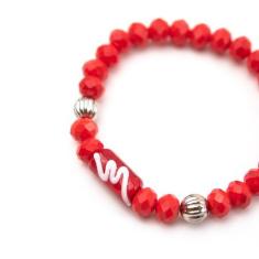 Pulseira Iansã Firma Cristal Vermelho e Silicone - Lua Mística
