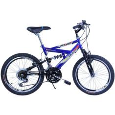 Bicicleta Aro 20 Max 220 Suspensão 18V Cor Azul e Preto - Dalannio Bik