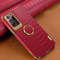Capa de telefone com textura de crocodilo para Samsung Galaxy Note 20 Ultra S21 S20 S10 Plus A72 A52 A51 A71 A50 A70 Capa de suporte magnético, Suporte magnético vermelho, Para Galaxy S10 Plus