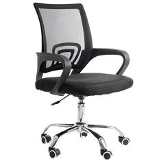 Cadeira De Escritório Três Confort Executive Preta e Cromada