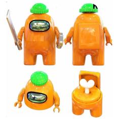 Boneco Blocos De Montar Among Of Us Skin Impostor Laranja