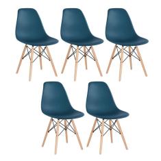 Kit - 5 x cadeiras Charles Eames Eiffel DSW - Base de madeira clara