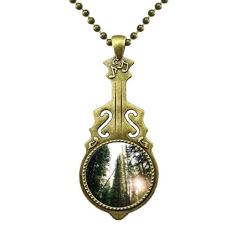 DIYthinker Colar Green Forestry Science Nature Scenery Jewelry Antique Guitar Jewelry Music Pendant