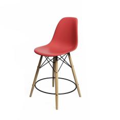 Banqueta Eames Eiffel De Madeira Assento Vermelho