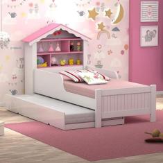 Bicama Casa Menina Rosa Solteiro com Colchões