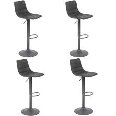Kit com 4 Banquetas para Cozinha Barbacena Preto