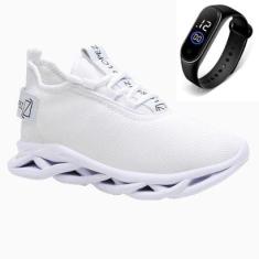 Tênis Masculino Esporte Gmm Shoes Academia Caminhada Confortável Dia a Dia + Relógio-Masculino