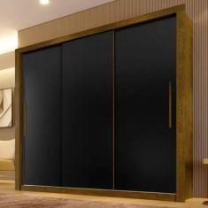 Roupeiro Panamá 3 Portas Cedro/grafite Salleto Móveis - SALLÊTO MÓVEIS