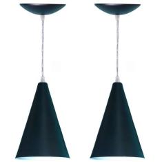 Kit 2 Lustres Pendente Balcão Cozinha Americana -Preto Fosco - Estillo