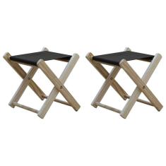 Kit 2 Banquinho De Madeira Banqueta Pescador-preto