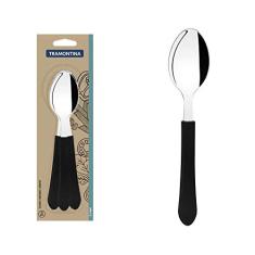 Conjunto De Colheres De Mesa Tramontina Leme Com Lâminas Em Aço Inox E Cabos De Polipropileno Preto 3 Peças