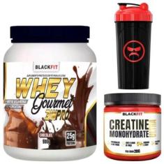 Kit Whey + Creatina + Coqueteleira 900g Max Desempenho Em Ganho De Massa Muscular-Unissex