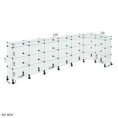 Balcão de Atendimento L Modulado em Vidro com Rodízios 3,00 x 1,10 x 1,00