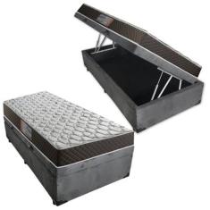 Cama Box Baú Solteiro Colchão Mola Ensacada Belos Sonhos + Box Suede 61x88x188