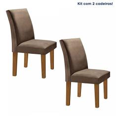 Conjunto 2 Cadeiras Estofadas Espanha Siena Móveis Ypê/Suede Animale Marrom