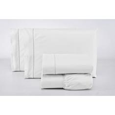 Lençol Avulso Casal Padrão 200 Fios 100% Algodão Com Elástico (Branco)
