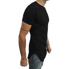 Camiseta Longline Oversized Básica Slim Lisa Manga Curta tamanho:gg;cor:preto