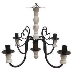 Lustre Torneado De Madeira e Metal para Decorar Ambiente Provençal