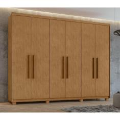 Guarda-Roupa 6 Portas 5 Gavetas Áries com Pés Amêndoa Clean