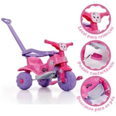 Triciclo Motoca Infantil Tico Tico Pets Rosa Com Haste Removível - Mag