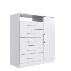 Cômoda Sapateira Rubi 5 Gavetas 1 Porta Branco Megasul