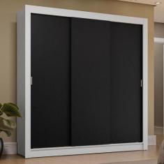Guarda-Roupa Casal 3 Portas de Correr Branco/Preto Sublime Plus Madesa