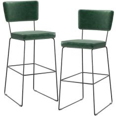 Kit 2 Banquetas Altas Cozinha Sala Jantar Base Em Aço Fixa Allana L02 